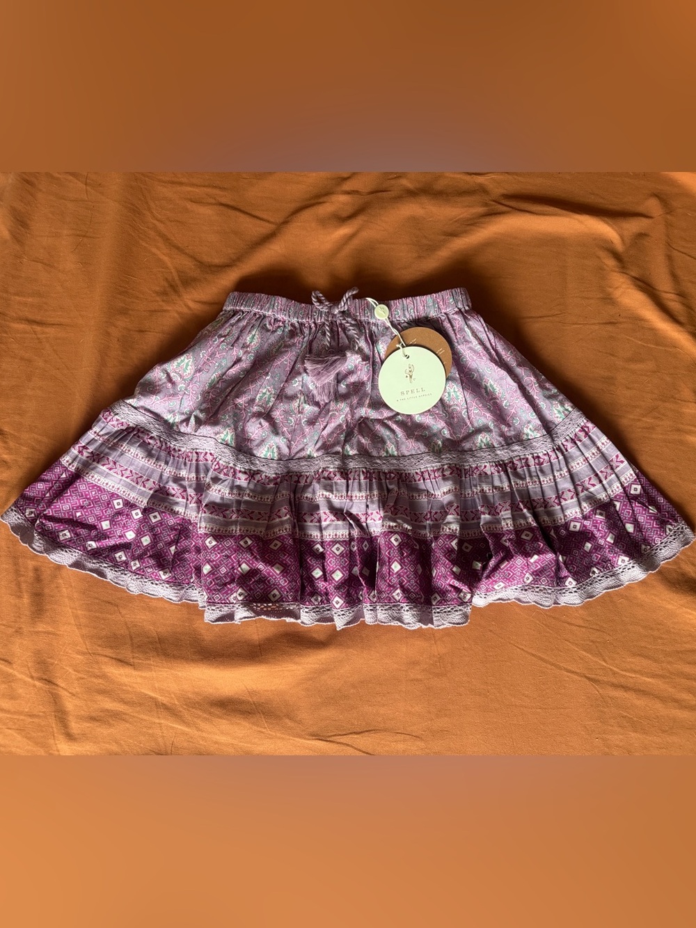 Spell Girls Lavender & Plum Printed Tiered Skirt